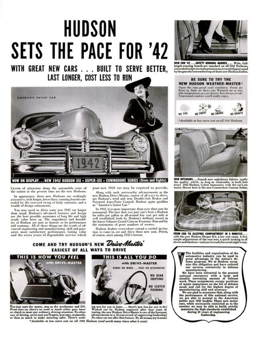 1942 Hudson Auto Advertising